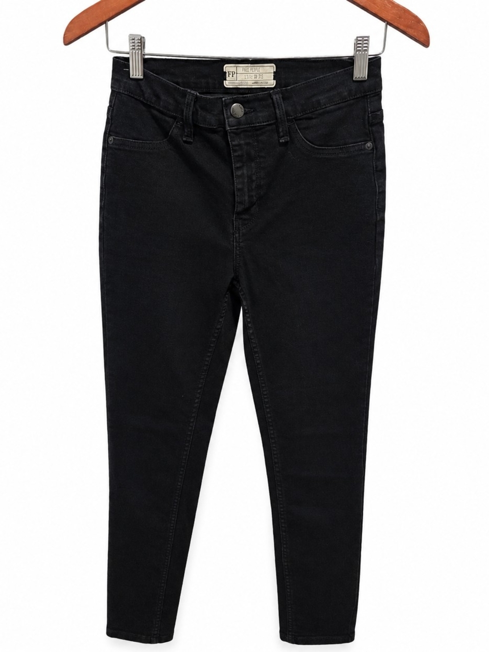 Free People Black Skinny Jeans Women's Size 27S Cropped Ankle Stretch Denim